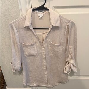 Express Women's Light Beige Button-Down Shirt